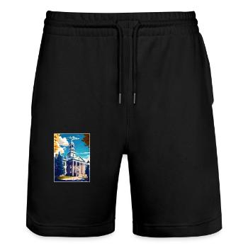 State College Pennsylvania Vintage-Reiseposter - Stanley/Stella Unisex Bio Joggingshorts Trainer  - Schwarz - Vorne - Nik (191cm) & Marisol (170cm)