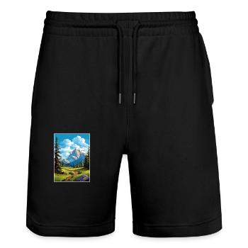 Parc national de Banff Canada Affiche de voyage Vintage - Short de jogging bio TRAINER Stanley/Stella unisexe - noir - Devant - Nik (191cm) & Marisol (170cm)