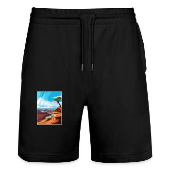 Dead Horse State Park Utah Vintage affiche de voyage - Short de jogging bio TRAINER Stanley/Stella unisexe - noir - Devant - Nik (191cm) & Marisol (170cm)
