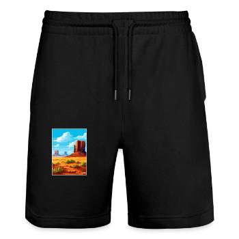 Monument Valley Arizona Wüste Reiseposter - Stanley/Stella Unisex Bio Joggingshorts Trainer  - Schwarz - Vorne - Nik (191cm) & Marisol (170cm)