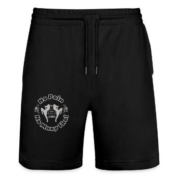 Muay Thai Thai Boxing Thailand - Stanley/Stella Trainer Unisex Organic Jogging Shorts - black - Front - Nik (191cm) & Marisol (170cm)