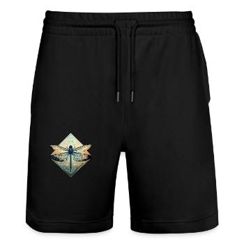 Dragonfly - Stanley/Stella Trainer Unisex Organic Jogging Shorts - black - Front - Nik (191cm) & Marisol (170cm)