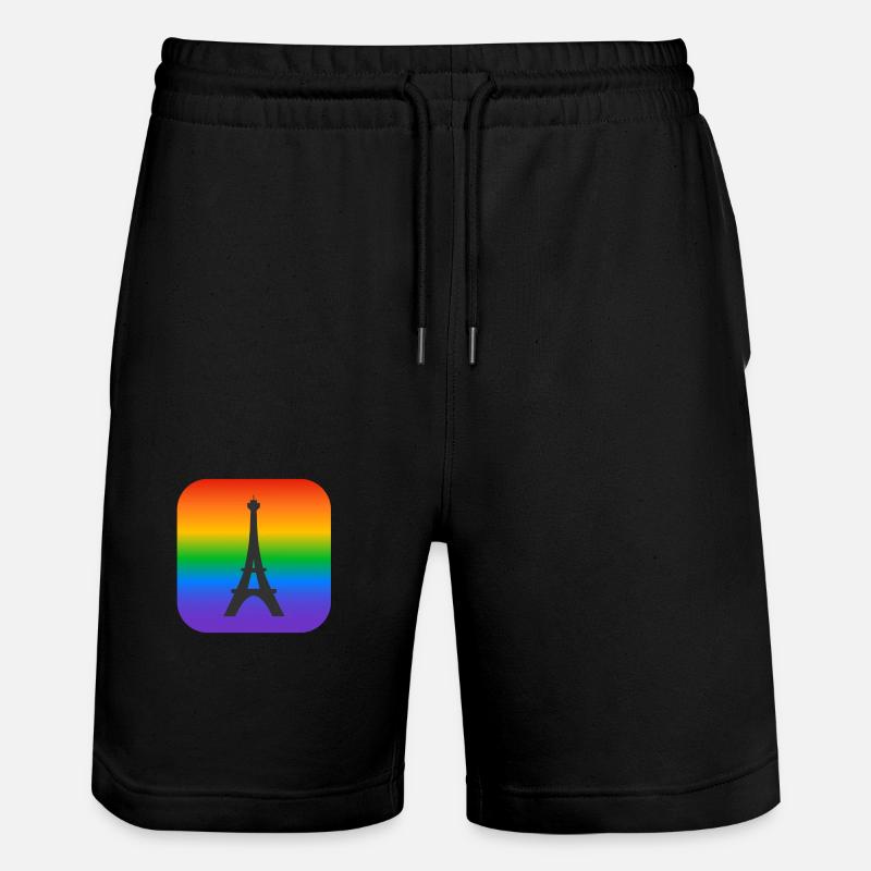 Pariser Regenbogen-Eiffelturm - Stanley/Stella Unisex Bio Joggingshorts Trainer  - Schwarz