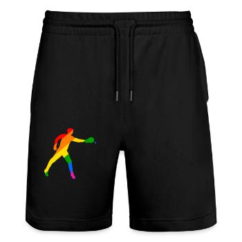 Tennis de table coloré - Short de jogging bio TRAINER Stanley/Stella unisexe - noir - Devant - Nik (191cm) & Marisol (170cm)