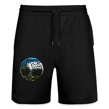 BaumdesLebensZillertal - Stanley/Stella Unisex Bio Joggingshorts Trainer  - Schwarz - Vorne - Nik (191cm) & Marisol (170cm)