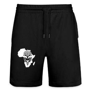 Afrika Kontinent Masken Tattoo Style Schmuck - Stanley/Stella Unisex Bio Joggingshorts Trainer  - Schwarz - Vorne - Nik (191cm) & Marisol (170cm)