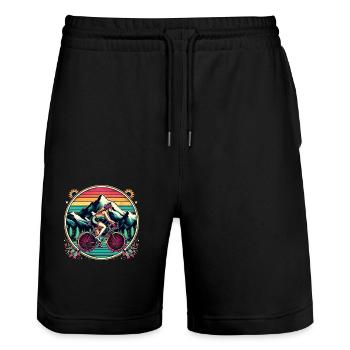 Cycliste des montagnes 2 - Short de jogging bio TRAINER Stanley/Stella unisexe - noir - Devant - Nik (191cm) & Marisol (170cm)
