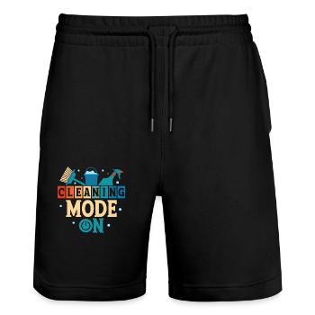 Cleaning Mode On Housekeeping Cleaner - Stanley/Stella Trainer Unisex Organic Jogging Shorts - black - Front - Nik (191cm) & Marisol (170cm)