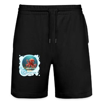Tintenfisch - Stanley/Stella Unisex Bio Joggingshorts Trainer  - Schwarz - Vorne - Nik (191cm) & Marisol (170cm)