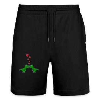 Tyrannosaurus TRex Love - Short de jogging bio TRAINER Stanley/Stella unisexe - noir - Devant - Nik (191cm) & Marisol (170cm)