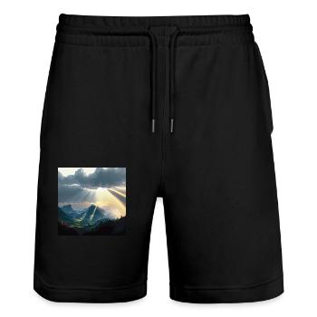Après chaque pluie vient le soleil à nouveau - Short de jogging bio TRAINER Stanley/Stella unisexe - noir - Devant - Nik (191cm) & Marisol (170cm)