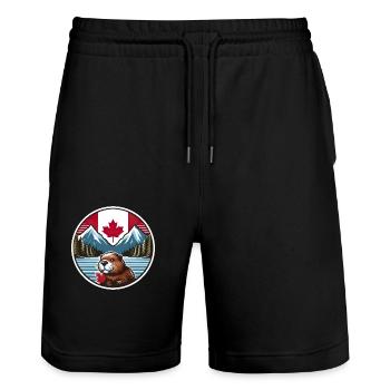 Canada Bieber 2 - Stanley/Stella Trainer Unisex Organic Jogging Shorts - black - Front - Nik (191cm) & Marisol (170cm)