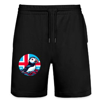 Iceland Island 1 - Stanley/Stella Unisex Bio Joggingshorts Trainer  - Schwarz - Vorne - Nik (191cm) & Marisol (170cm)