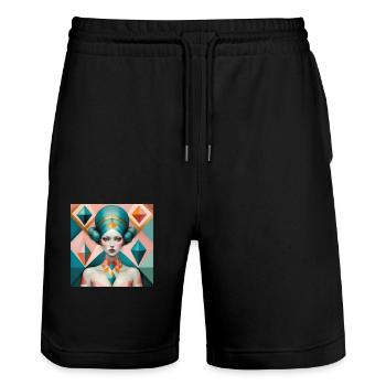 Celestia, Peinture numérique - Short de jogging bio TRAINER Stanley/Stella unisexe - noir - Devant - Nik (191cm) & Marisol (170cm)