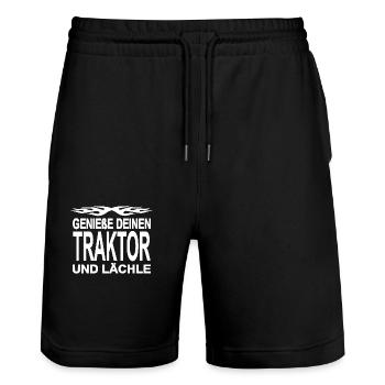 Traktor - Stanley/Stella Unisex Bio Joggingshorts Trainer  - Schwarz - Vorne - Nik (191cm) & Marisol (170cm)