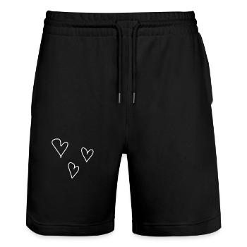 three hearts love symbol - Stanley/Stella Trainer Unisex Organic Jogging Shorts - black - Front - Nik (191cm) & Marisol (170cm)