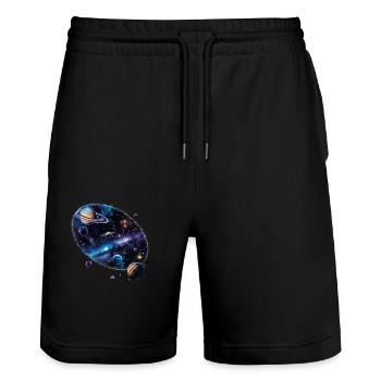 L’origine de l’univers - Short de jogging bio TRAINER Stanley/Stella unisexe - noir - Devant - Nik (191cm) & Marisol (170cm)