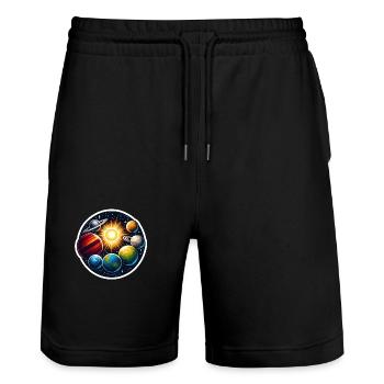 Système solaire - Short de jogging bio TRAINER Stanley/Stella unisexe - noir - Devant - Nik (191cm) & Marisol (170cm)