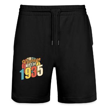 Vintage 1935 Best of 1935 - Annif 89 Years - Stanley/Stella Trainer Unisex Organic Jogging Shorts - black - Front - Nik (191cm) & Marisol (170cm)