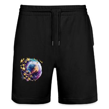 Twinkling stars in the darkness - Stanley/Stella Trainer Unisex Organic Jogging Shorts - black - Front - Nik (191cm) & Marisol (170cm)