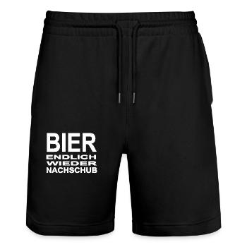 Bier - Stanley/Stella Unisex Bio Joggingshorts Trainer  - Schwarz - Vorne - Nik (191cm) & Marisol (170cm)
