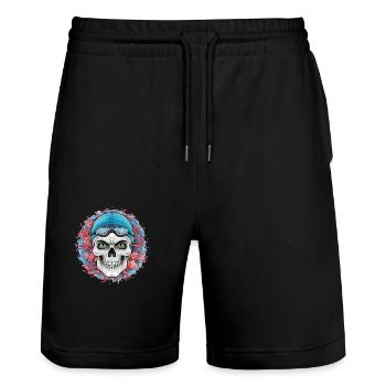 Tauchen Sie ein ins Unbekannte! - Stanley/Stella Unisex Bio Joggingshorts Trainer  - Schwarz - Vorne - Nik (191cm) & Marisol (170cm)