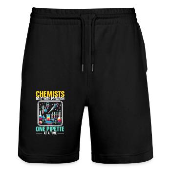 Lustiger Laborant Biotechnologe Biologe - Stanley/Stella Unisex Bio Joggingshorts Trainer  - Schwarz - Vorne - Nik (191cm) & Marisol (170cm)