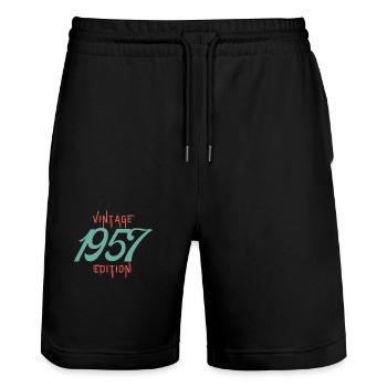 Jahrgang 1957 - Stanley/Stella Unisex Bio Joggingshorts Trainer  - Schwarz - Vorne - Nik (191cm) & Marisol (170cm)