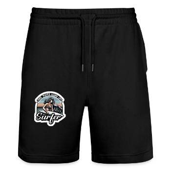Ride Waves Learn Life - Stanley/Stella Trainer Unisex Organic Jogging Shorts - black - Front - Nik (191cm) & Marisol (170cm)