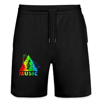 DJ Musik Retro Heavy Metal Hard Rock Punk Vinyl MX - Stanley/Stella Unisex Bio Joggingshorts Trainer  - Schwarz - Vorne - Nik (191cm) & Marisol (170cm)