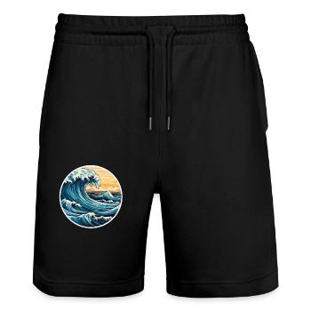 Surf - Stanley/Stella Trainer Unisex Organic Jogging Shorts - black - Front - Nik (191cm) & Marisol (170cm)