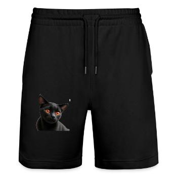 Chat noir - Short de jogging bio TRAINER Stanley/Stella unisexe - noir - Devant - Nik (191cm) & Marisol (170cm)