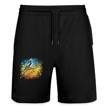 Oiseau coloré - Short de jogging bio TRAINER Stanley/Stella unisexe - noir - Devant - Nik (191cm) & Marisol (170cm)