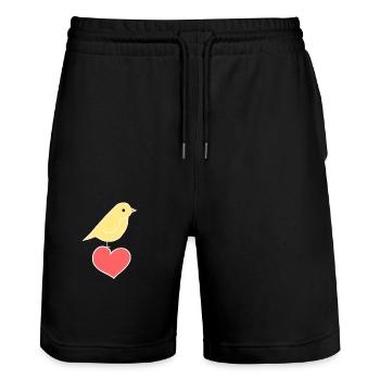Bird, Animal, Heart, Love, Animal Love - Stanley/Stella Trainer Unisex Organic Jogging Shorts - black - Front - Nik (191cm) & Marisol (170cm)