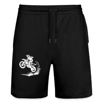 Machine de saut d’enduro de sport automobile - Short de jogging bio TRAINER Stanley/Stella unisexe - noir - Devant - Nik (191cm) & Marisol (170cm)