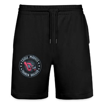 Cool girls driving excavator woman excavator driver - Stanley/Stella Trainer Unisex Organic Jogging Shorts - black - Front - Nik (191cm) & Marisol (170cm)