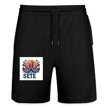 sete - Stanley/Stella Trainer Unisex Organic Jogging Shorts - black - Front - Nik (191cm) & Marisol (170cm)