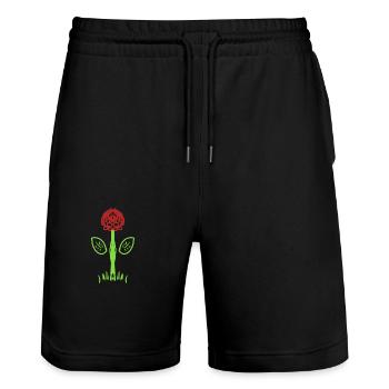 Fleur, Rose, Symbole, Forme, Plante - Short de jogging bio TRAINER Stanley/Stella unisexe - noir - Devant - Nik (191cm) & Marisol (170cm)