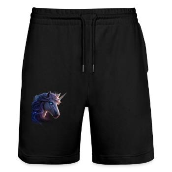 Unicorn Avatar - Stanley/Stella Trainer Unisex Organic Jogging Shorts - black - Front - Nik (191cm) & Marisol (170cm)