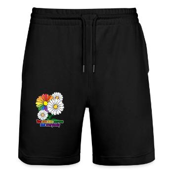 You can love anyone (pride2024) - Stanley/Stella Trainer Unisex Organic Jogging Shorts - black - Front - Nik (191cm) & Marisol (170cm)