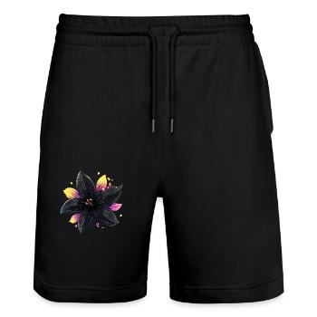 Black Flower - Stanley/Stella Unisex Bio Joggingshorts Trainer  - Schwarz - Vorne - Nik (191cm) & Marisol (170cm)
