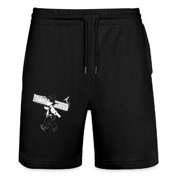 Charpentier - Short de jogging bio TRAINER Stanley/Stella unisexe - noir - Devant - Nik (191cm) & Marisol (170cm)