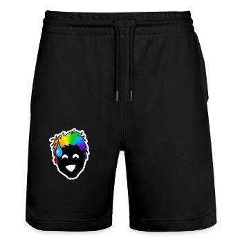 Rire nerveux et incertain : Fierté queer collante - Short de jogging bio TRAINER Stanley/Stella unisexe - noir - Devant - Nik (191cm) & Marisol (170cm)