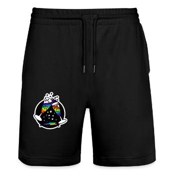 Sekt Gläser Prost zum Wohl : Sticky Queer Pride - Stanley/Stella Unisex Bio Joggingshorts Trainer  - Schwarz - Vorne - Nik (191cm) & Marisol (170cm)
