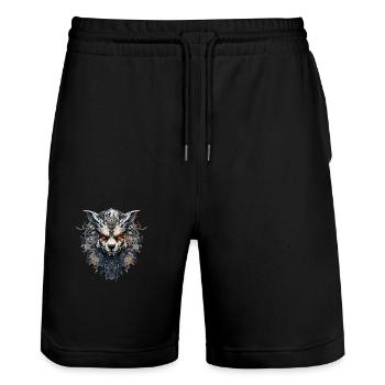 Wolfsgebilde - Stanley/Stella Unisex Bio Joggingshorts Trainer  - Schwarz - Vorne - Nik (191cm) & Marisol (170cm)