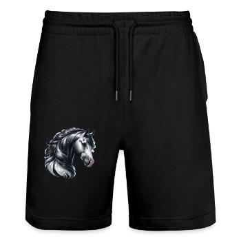 Majestic Horse Portrait Gross - Stanley/Stella Trainer Unisex Organic Jogging Shorts - black - Front - Nik (191cm) & Marisol (170cm)