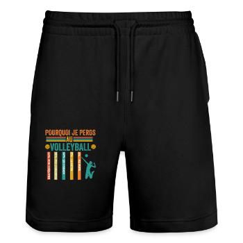 volleyball pourquoi je perds au volleyball - Short de jogging bio TRAINER Stanley/Stella unisexe - noir - Devant - Nik (191cm) & Marisol (170cm)