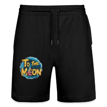 Vers la Lune - Short de jogging bio TRAINER Stanley/Stella unisexe - noir - Devant - Nik (191cm) & Marisol (170cm)