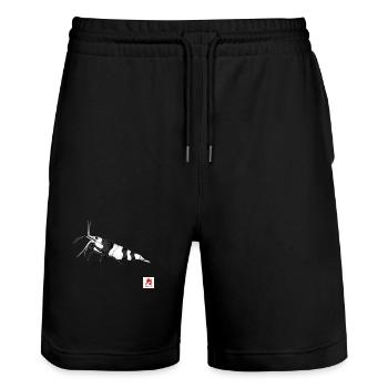 1000182177 - Stanley/Stella Trainer Unisex Organic Jogging Shorts - black - Front - Nik (191cm) & Marisol (170cm)