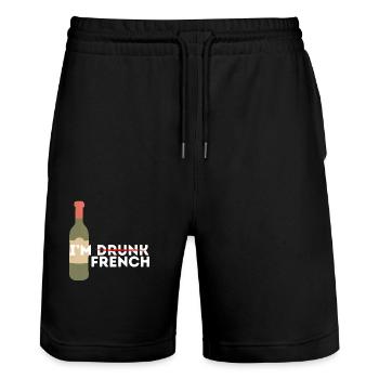 I'm drunk and French - Stanley/Stella Trainer Unisex Organic Jogging Shorts - black - Front - Nik (191cm) & Marisol (170cm)